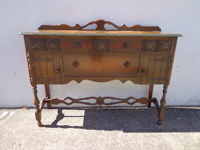 Antique Wood Buffet Cabinet Neoclassical Primitive Sideboard Hutch Wood TV Media • $1599