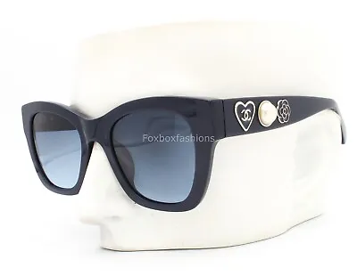 Chanel 5478 1643/S2 Sunglasses Navy Blue W/ Charms Logo Pearls Silver Heart CC  • £232.73