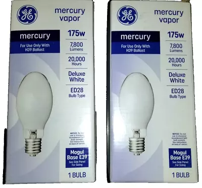 2 Pack - GE 30971 Mercury Vapor H39 Ballast HID Light Bulb Metal Halide Base E39 • $37.77