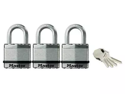 Master Lock Excell Laminated Steel 45Mm Padlock - 24Mm Shackle - Keyed Alike X 3 • £39.65