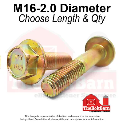 M16-2.0 Class 10.9 Hex Flange Screws Frame Bolts Zinc Yellow (Pick Length &Qty) • $12.11