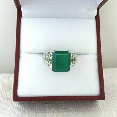 $103.99 • Buy 5.27 Ct Natural Agate & Tsavorite Solid Sterling Silver Filigree Cocktail Ring