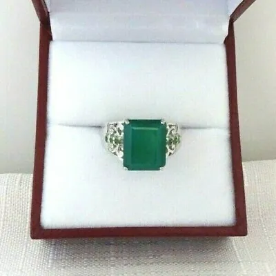 5.27 Ct Natural Agate & Tsavorite Solid Sterling Silver Filigree Cocktail Ring • $129.99