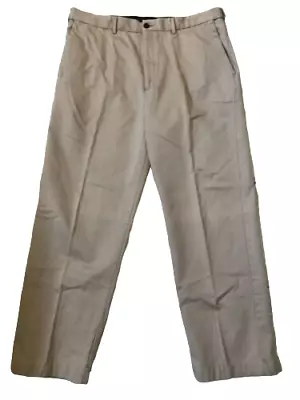 Haggar Beige Chino Pants Size 38x30 Cotton With Hidden Expandable Waist Men's • $18