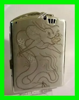 Unique Vintage Cigarette Case & Built In Lighter W/ Pailumaching Dragon Design  • $59.99