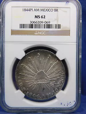 1844 Pi AM 8 REALES MEXICO NGC MS62 EARLY POTOSI MINT STUNNING CROWN SCARCE • $935