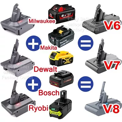 Adapter For Ozito Makita Dewalt Milwaukee 18V Convert To Dyson V6 V7 V8 Battery • $29.99