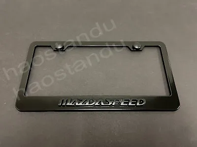 1x BlackMAZDASPEED 3D Emblem BLACK STAINLESS License Plate Frame + Screw Cap • $23.69