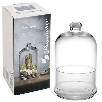 £11.99 • Buy 2 X Cloche Glass Dome Jar Bell Pastry 20cm Decorative Stand Food Plant Display