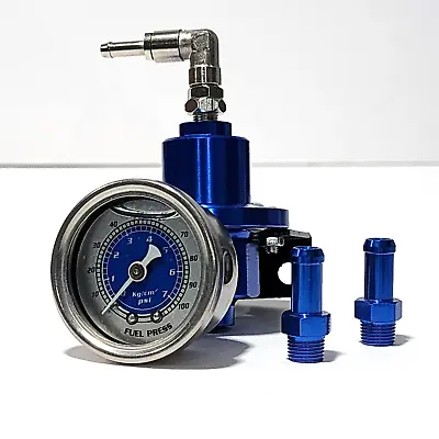 Adjustable Blue Fuel Pressure Regulator Gauge Blue Kit For Honda Civic Ek Eg Jdm • $40.95