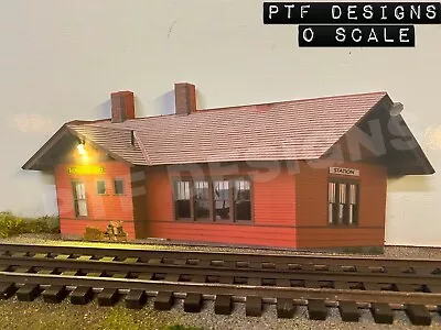 O Scale TRAIN STATION - Trackside Building Flat W/LED Background -MTH LIONEL • $21.99