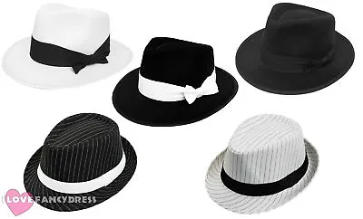 £8.99 • Buy Adult Gangster Hat 1920's Fancy Dress Trilby Al Capone Gatsby Costume Accessory