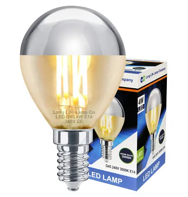 4W LED G45 Crown Silver Light Bulb Mirror Top Style E14 Warm White Golf Balls • £6.99