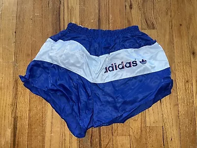 Adidas Nylon Shorts Vintage 80’S D6 MEDIUM Sprinter Shiny Satin Retro Glanz • $49.99