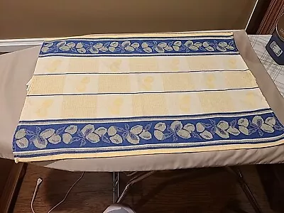 Vintage Kay Dee Designs Linen/Cotton Tea Towel Kitchen Yellow & Blue • $2