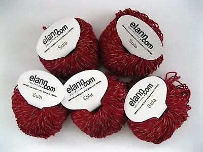 Sula Yarn From Elann Cotton Linen Acrylic Blend Red Lot Of 5 • $15.99