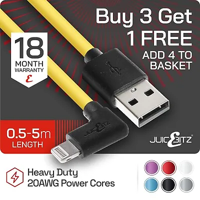 JuicEBitz® Angled 20AWG Heavy Duty Charger Cable For IPad 8th 9th Gen Air IPhone • £6.69