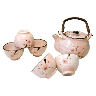 Japanese  Tea Service Set  5 Teacups And Teapot Traditional Flowerdesign Japandi • £120.62