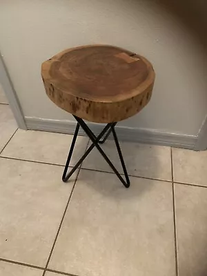 Live Edge End Table Round Coffee Table Wood Slab Rustic Table Hairpin Legs • $100