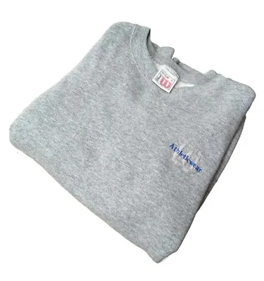 Vintage 1990s Wilson Athleticwear Gray Sweatshirt Size XL Blue Logo Stitched 90s • $27.95