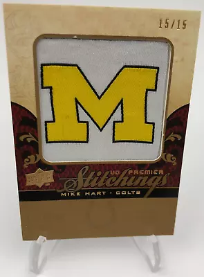 2008 MIKE HART RARE/15 UD Premier MICHIGAN PATCH Stitchings RC Card WOLVERINES • $39.99