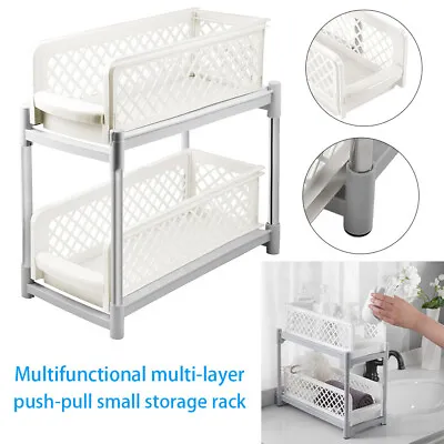 Under Sink Organizer 2Tier Storage Shelf Spice Rack Basket Tidy Kitchen Bathroom • £10.94