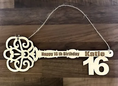 £9.99 • Buy Personalised Wooden Birthday Key Keepsake 16th 18th 21st …
