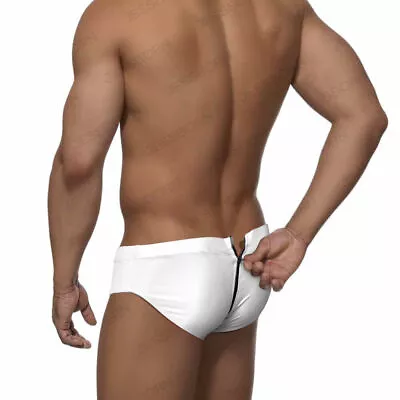 Men Low-rise Back Zipper Swim Briefs Swimwear Solid Swimming Suits Beach Bikini~ • $11.99