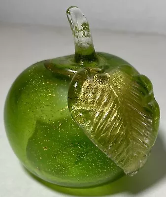 Vintage Alfredo Barbini Mouth Blown Murano Glass Green Apple • $80