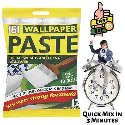 10 Rolls Wallpaper Paste All Purpose Quick Mix Adhesive For Extra Strength • £3.99