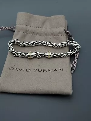 David Yurman 6mm Wheat Link Bracelet With 14K Yellow Gold 925 Sterling Silver  • $380