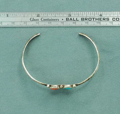 Vintage Navajo Sterling Silver Turquoise Cuff Bracelet 5.75  Stamped LJ • $12.50