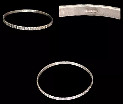 Vintage Sterling Silver Rose Hand Stamped 7.75  Bangle Bracelet 9Grams • $10