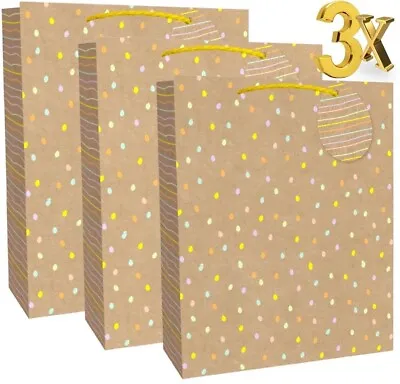 3x Medium Luxury Present Gift Bags Easter Christmas Birthday Gift Bag With Tag • £4.99