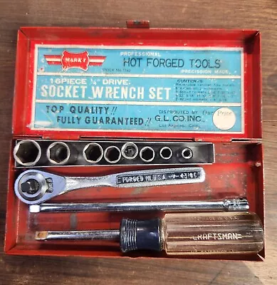 Vintage Craftsman 1/4 Tools Set With Red Metal Case  Made In The USA • $24