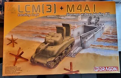 US WW2 LCM-3 Landing Craft & M4A1 Sherman With Deep Wading 1:72 Dragon 7516 • £44.99