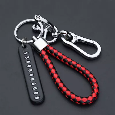 1x Anti-lost Phone Number Plate Pendant Car Keychain Key Ring Chain Keyring Red • $7.02