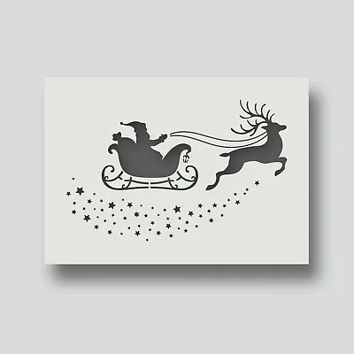 Festive Santa Sleigh And Reindeer Stencil For Card Making Christmas Decoration • £2.95