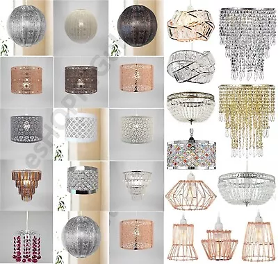 Chandelier Chic Ceiling Light Pendant Shade Crystal Droplet Fitting Easy Fit New • £15.95