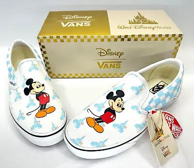 Disney World 50TH Anniversary Vans Slip On Sneaker Shoes M/9 W/10.5 Mickey Mouse • $74.95