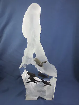 Kitty Cantrell Hearts Song Penguin Sculpture Mixed Media Lucite & Bronze Signed • $650