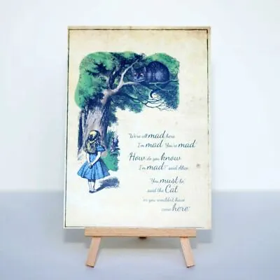 Alice In Wonderland Vintage Wedding Sign We Are All Mad Here A5 Card And Easel • $9.45
