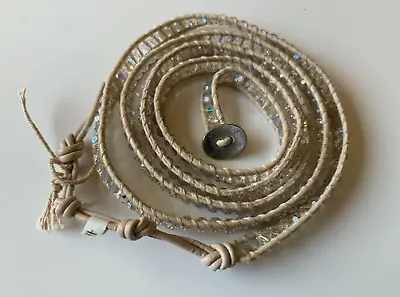 New Chan Luu Swarovski Crystal Wrap Bracelet Beige Leather 5-Wrap Bracelet • $109