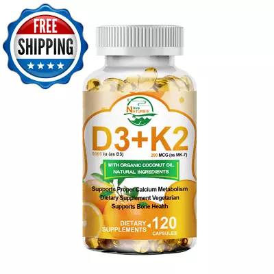 Vitamin K2 MK7 With D3-5000IU SupplementBioPerine CapsulesImmune Health 120Pcs • $12.38