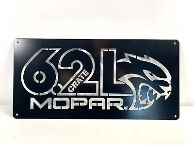 Mopar 6.2L Crate Metal Garage Sign Supercharged Hellcrate Hemi Engine New • $25