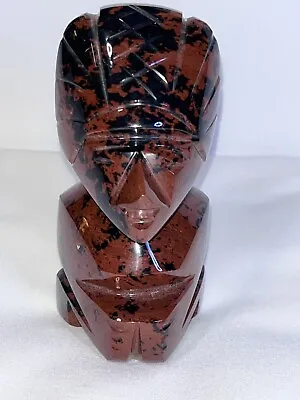 Obsidian Carved Gemstone Variated Color Statue Mayan Aztec Tiki  Figurine 3.5” • $8