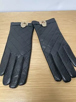 New MICHAEL KORS Women’s Quilted Black Leather Gloves Size Large MSRP$98.00 • $45