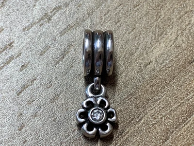 £13.50 • Buy Pandora Flower Dangle Charm With Clear Crystal 
