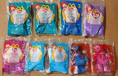 Lot Of 9 Mcdonalds Teenie Beanie Babies 1999 Happy Meal 2004 Sealed • $11.49