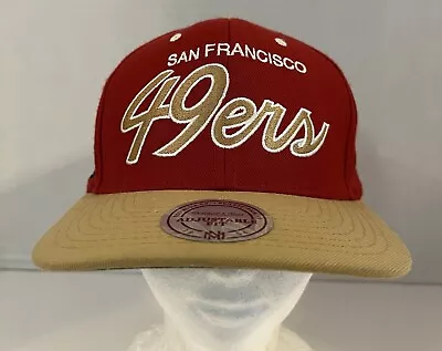 San Francisco 49ers Hat Mitchell Ness SnapBack Red Gold Script NWOT NFL • $24.99